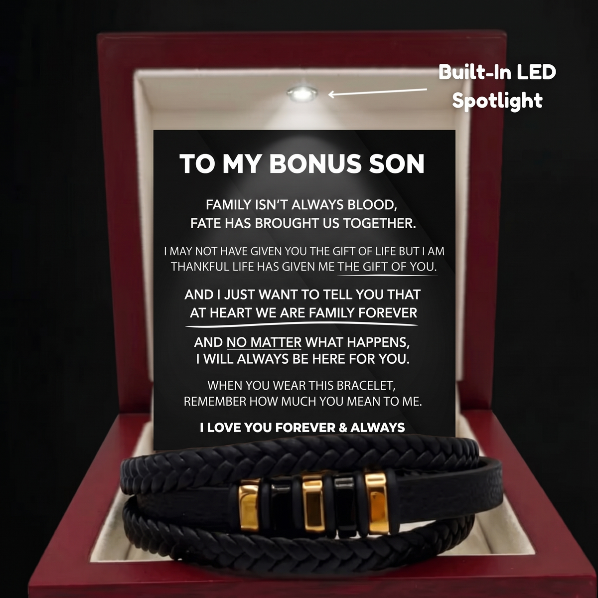 To My Bonus Son - "Family Forever" Braided Bracelet