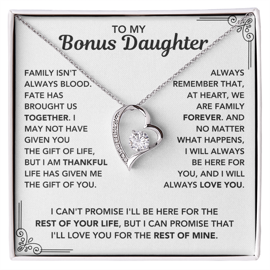 To My Bonus Daughter - "My Family Forever" Necklace